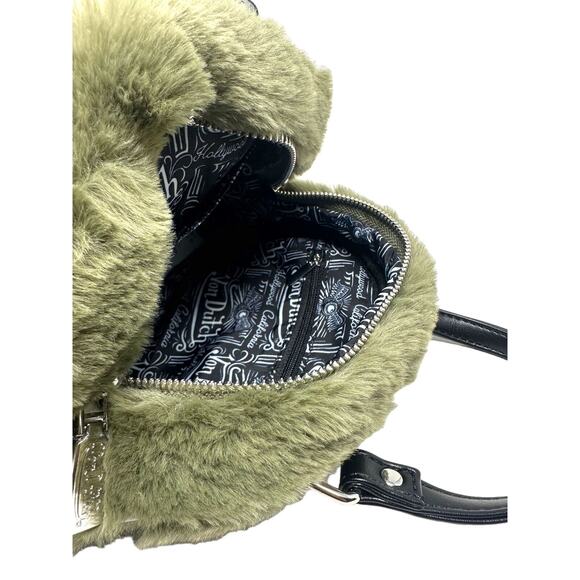Von Dutch Women's Sage Green Vegan Furry Small Bowling Crossbody Hand Bag - Picture 8 of 12
